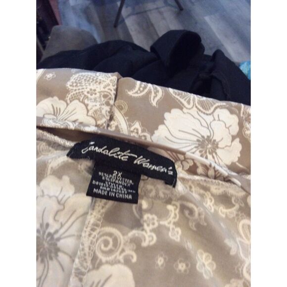 Cardalite Women's Plus size 2X Floral Overlay Gold Dress - Picture 5 of 5